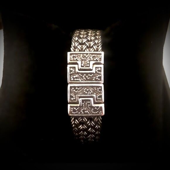 LOIS HILL Pink Face Sterling Silver Thai Weave Bracelet Swiss Watch - Picture 2 of 12